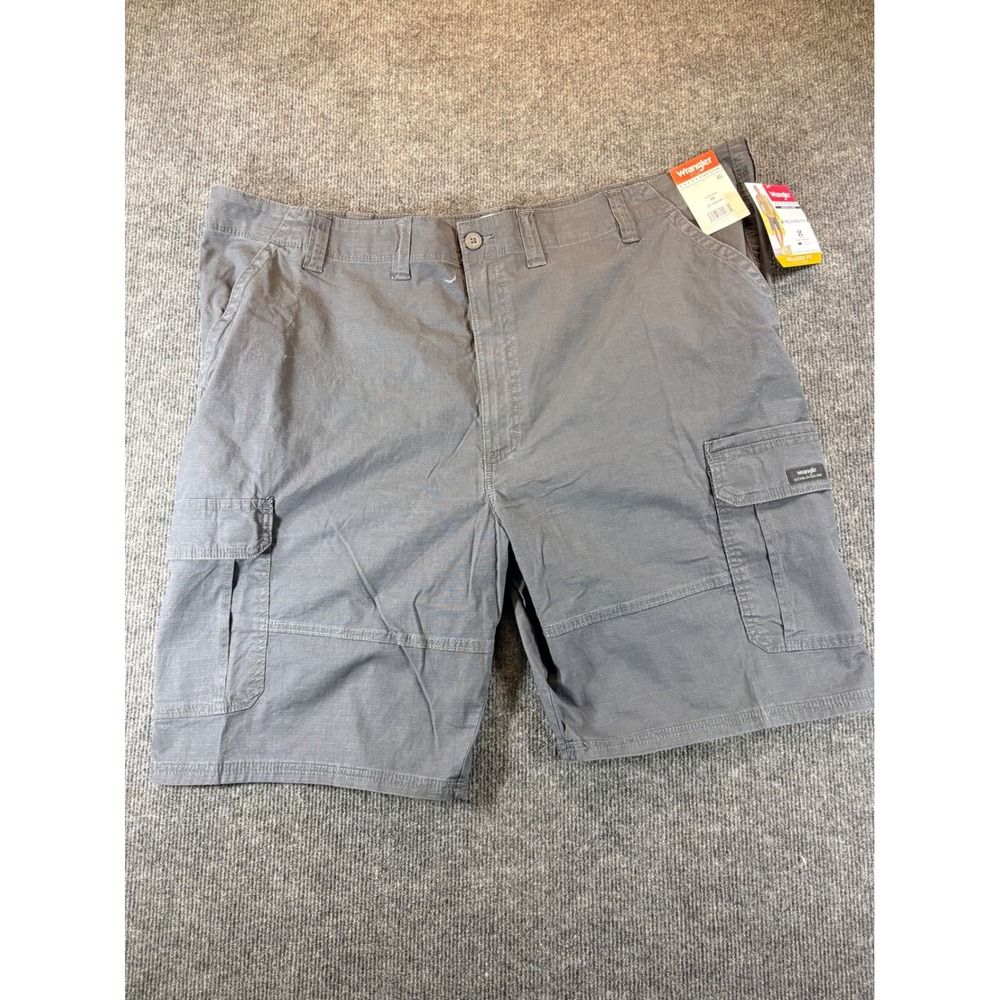 Wrangler Five Star Heritage Men Grey Relaxed Ripstop Cargo Shorts 48 10 Inseam